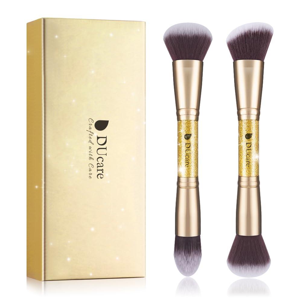 DUcare Makeup Brushes Duo End Foundation Powder Buffer and Contour Brush Synthetic Cosmetic Tools 2Pcs (D01)