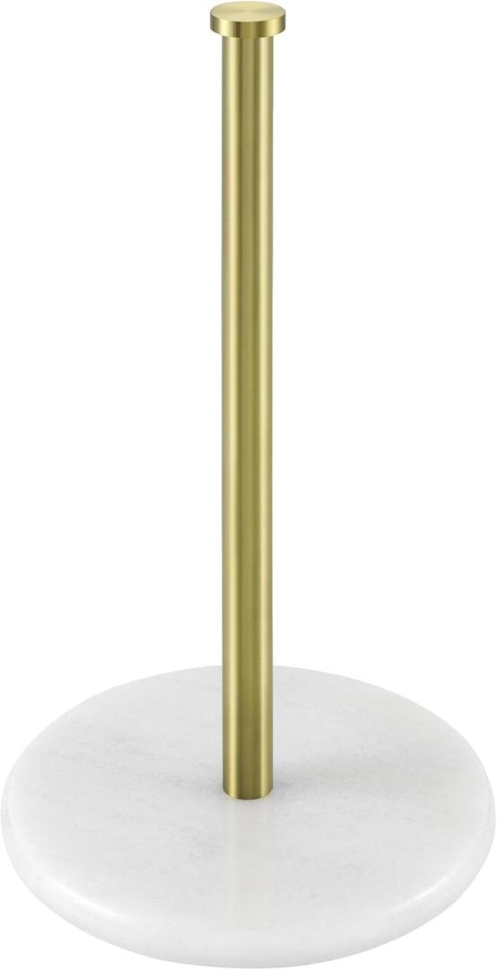 KES Marble Paper Towel Holder Gold Countertop, Kitchen Standing Paper Towel Holders Marble Base Standard or Jumbo-Sized Rolls Brushed Gold, KPH100-BZ