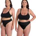 High Waisted Cotton Thongs Underwear For Women Breathable Sport Athletics Panties High Rise Plus Size Multipack (Black, L)