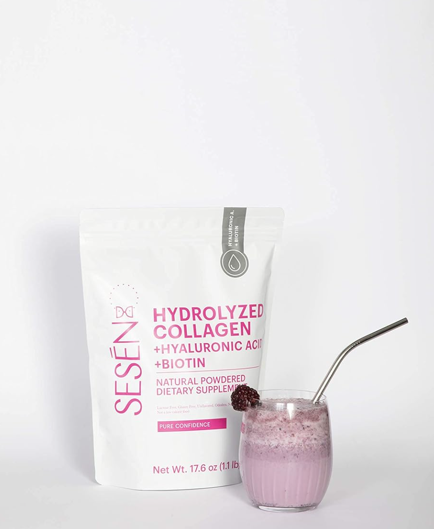 SESEN Hydrolyzed Collagen Hyaluronic Acid Biotin en polvo Pink Powder 17.6 oz (EXP: 07/25/2027)