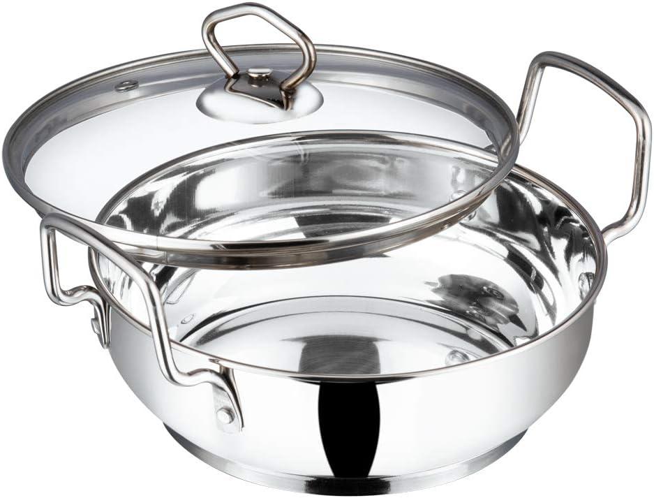 Vinod Cookware Induction Friendly Kadai With Lid Silver 3.4 Litres, Stainless Steel, IKD 24