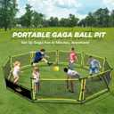Gaga Ball Pit Portable: 15FT 3in1 Gaga Pit with Basketball Hoop and Soccer Goals - Play System for Kids 4 to 12 Years Old Indoor Outdoor for Backyard School Camp Activities
