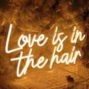 SYLHOME Love Is In The Hair Led Neon Light Sign Barber Shop Beauty Hair Salon Makeup Studio Bedroom Wall Decor Sign Hairdresser Business Bar Christmas USB 15.75"X8.8" Warm