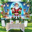 Christmas Backdrop Photography Background Santa Claus Elves Reindeer71x43 Inch Winter Wonderland Happy Holiday Family Party Birthday Glitter Merry Xmas Decoration Photo Booth Prop