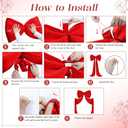 MODFUNS Giant Bow Decoration Big Red Bow with Long Ribbon, 75x23 Inch Velvet Large Bows for Backdrop Coquette Oversized Bows Decor for Birthday Party Wedding Baby Shower Holiday