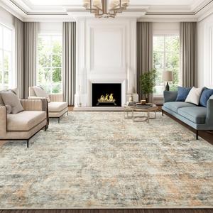 Abstract Rug 8x10 Large Living Room Rugs Neutral Modern Washable Area Rugs for Bedroom Dining Room Non-Slip Stain Resistant Foldable Thin Rug Brown Grey