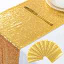 ShinyBeauty 10 Pieces-12 x108 Gold-Sequin-Table-Runners Wedding Party Catering Event Gold Table Runner Gold Christmas Decoration Glitter Fabric Sequin Table Runner Holiday Table Runners 108 Inches