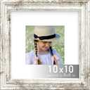 An&He 10x10 Square Frame, Retro Wooden Texture Photo Frame with PS Panel for Home Decor White Rustic