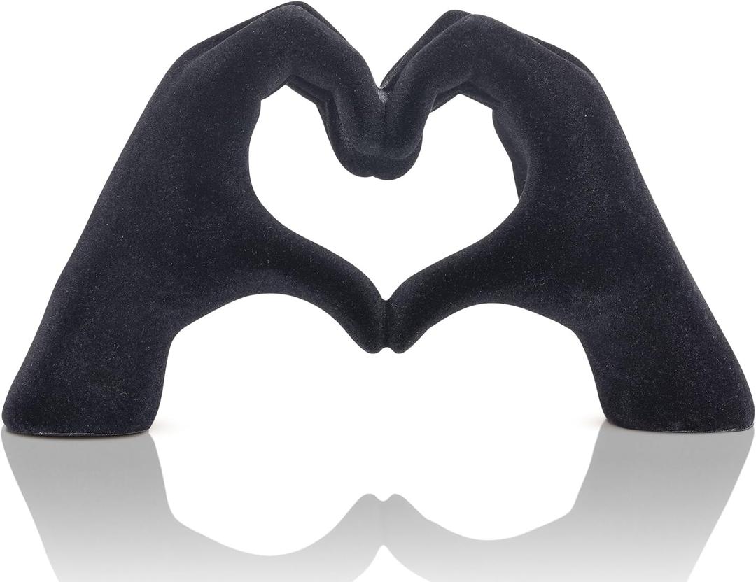 DOVDOV Black Heart Hand Sculpture, Heart Hand Statue Home Decor Aesthetics, Suitable for Bookshelf Console Table Office Entrance Decoration Bohemian Wedding Decoration and Small Ornaments.