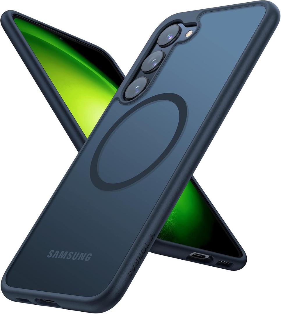 TORRAS Magnetic Guardian Only for Samsung Galaxy S23 Case 6.1", [Military Grade Drop Tested] [Compatible with MagSafe] Semi-Clear Hard Back & Soft Edge Slim PC & TPU S23 Case 6.1 Inch, Black