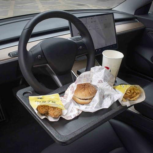 Amazon.com: CarQiWireless Auto Steering Wheel Desk for Tesla Model 3 Model Y S X (Not for Yoke), Hollow Steering Wheel Tray for Laptop, Tablet, iPad, Or Notebook - Car Travel Table with Food Hook and Eating Tray : Automotive
