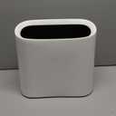 SUBEKYU 2.3 Gal Can for Bathroom, Small Office Garbage Can for Kitchen, Slim Rectangular Waste Bin, Plastic, White