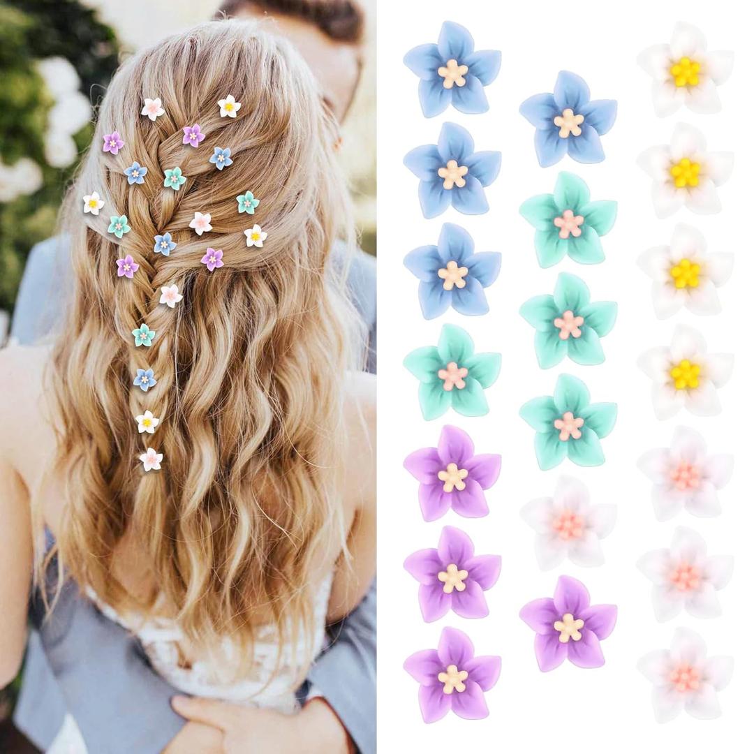 20Pcs Flower Clips Purple Hair Accessories for Girls Rapunzel Hair Flowers floral hair pins Small Flower Hair Clips Braided Hair Clips Toddler Girl Hair Clips Flower Girl Wedding(Color)