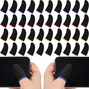 Jiuguva 120 Pcs Finger Sleeve for Gaming Anti Sweat Game Controller Thumb Sleeve Breathable Finger Covers Touchscreen Gaming Gloves for Mobile Phone Game, 4 Designs(Colorful)