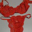 Lilosy Sexy Underwire Push Up Scallop Floral Lace Sheer Lingerie Set for Women Bra and Panty 2 Piece, M