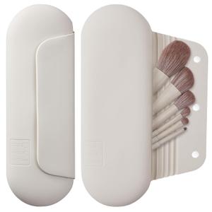 Silicone Makeup Brush Holder Travel Cosmetic BagSoft Portable Cosmetic Face Brushes Holder with Upgrade Anti-Fall Out Magnetic Closure, Large Travel Makeup Brush Case 