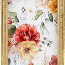 Concepts 5x7 Set Of 4 Gold Ornate Beaded Resin Picture Frames With HD Clear Glass, Extra Durable Photo Frames - Display Wallhung/Tabletop Vertically Or Horizontaly