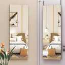 Hasipu Door Mirror Full Length, 47"x 16" Full Body Over The Door Hanging Wall Mounted Mirror for Bedroom, Living Room, Cloakroom, Round Black