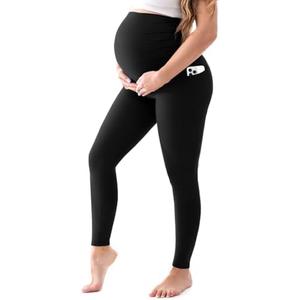 Walifrey Women's Maternity Leggings with Pockets Over The Belly,Pregnancy Yoga Pants Activewear Workout Leggings, Medium