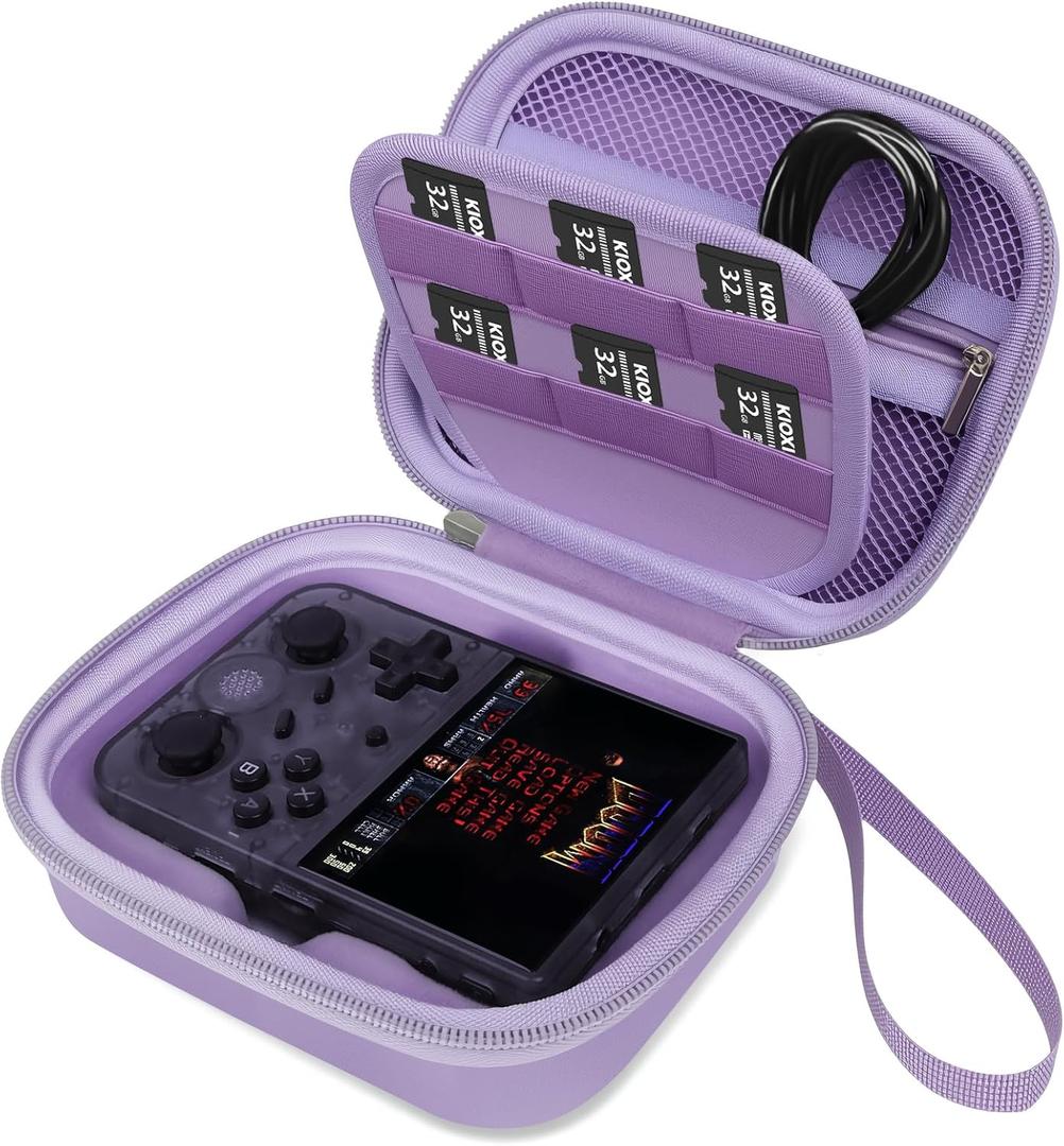 BliFulde Carrying Case for RG353V/ RG353VS Handheld Game Console, Custom-Insert Handheld Emulator Retro Game Holder Organizer, Portable Game Player Storage Bag (Case Only) (Purple)