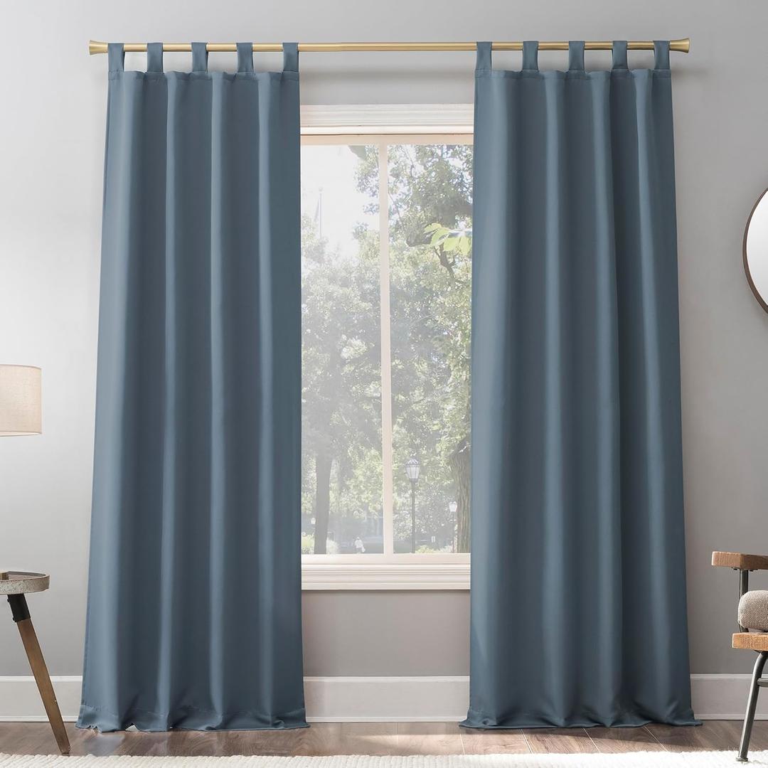 Sun Zero Easton Energy Saving Blackout Tab Top Curtain Panel, Denim Blue, 40" W x 84" L (1 Panel)