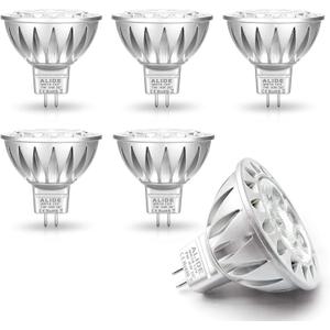 ALIDE MR16 7W 4000K Natural White Led Bulbs,50W 75W Halogen Equivalent,12V Low Voltage MR16 GU5.3 Bulb Spotlight for Outdoor Landscape Flood Track Lighting 560lm,38 Deg,6 Pack Not Dimmable