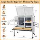 2-Story Guinea Pig Cage with Stand, Indoor Wooden Hamster Cage with Ramp, Pull-Out Tray, Hideout & Platform, Acrylic Transparent Small Animal Habitat for Chinchillas, Ferrets, Hedgehogs,Grey