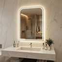 Antok LED Bathroom Mirror 24" L x 32" W, LED Mirror with Lights for Bathroom, Lighted Vanity Mirrors for Wall, Anti-Fog, Dimmable, Tempered Glass, Memory Function, 3 Colors, Safe Use, White