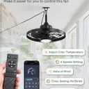LEDIARY 20" Outdoor Ceiling Fan with Lights,IP65 Waterproof Gazebo Hanging Fan with Remote Control Smart App, Plug in Caged Ceiling Fan with 3CCT 6-Speeds for Patio Porch Pergola(Black)