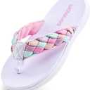 WateLves Girls Flip Flops Non-Slip Casual Thong Sandals Summer Sandal Shoes for Beach Swim Pool, White 9 Toddler