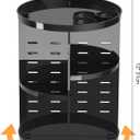 Jiavarry Rotating Makeup Organizer for Vanity, 360 Spinning Skincare Organizers with Adjustable Trays, Make Up Desk Storage Carousel Rack, Cosmetic Display Cases for Dresser Bathroom Countertop Black