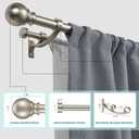 Double Curtain Rods with Aluminum Bouquet Brackets and Round Finials,Brushed Nickel Curtain Rods for Windows 72 to 144 inch,1-Inches Front and 5/8 Inches Back Double Window Drapery Rod