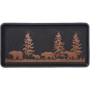HF by LT Bears Rubber Boot Tray, 32 x 16 inches, One-Piece Seamless Construction, Durable Vulcanized Rubber, Year Round Use Indoors/Outdoors, Black with Brushed Copper