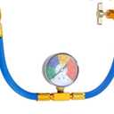 R134A AC Refrigerant Charge Hose Kit, 1/2’’ Self-Sealing Valve Can, and Recharge Hose with Pressure Gauge, Fits for Car AC Air Conditioning Refrigerant