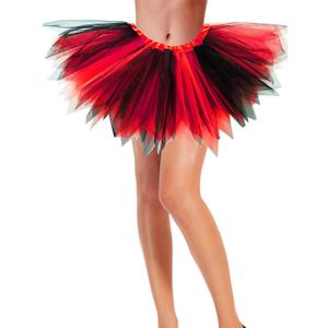 2 x SUFEINI Women Adult Tutu Skirt 3-Layer Tulle Teens Princess Ballet Red and Black Halloween Tutu Skirt
