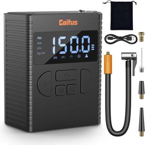 Tire Inflator - 150PSI Portable Air Compressor, 2X Fast & Smart Rechargeable with Digital Pressure Gauge, LED Light for Cars, Motorcycles, Bikes, Balls