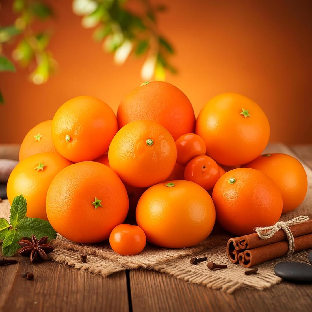 30pcs Artificial Fake Oranges Christmas Decoration Simulation Fruit Mix Size Oranges Sets for Christmas Home Kitchen Decoration Photography Prop