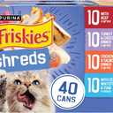 Purina Friskies Wet Cat Food Variety Pack, Shreds With Beef, Turkey and Cheese Dinner, Chicken and Salmon Dinner, and With Ocean Whitefish and Tuna - (Pack of 40) 5.5 oz. Cans (EXP 04/01/28)