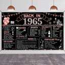 DARUNAXY 60th Birthday Rose Gold Party Decoration, Back in 1965 Banner for Women 60 Years Old Birthday Photography Background Vintage 1965 Poster Backdrop for Girls 60th Class Reunion Party Supplies