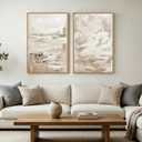 SAFERRYHOME Neutral Abstract Landscape Sky Hand Painted Wall Art, 24"x36"x2, 24"x36"x2 Panels