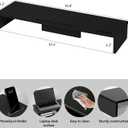 Dual Monitor Stand Riser with Phone Tablet Holder, 35.8in Large Monitor Stand for Desk, Computer Monitor Stand for 2 Monitors, Desk Shelf for Top of Desk, Desktop Organizer for Laptop, Printer, TV (35.7" Black)