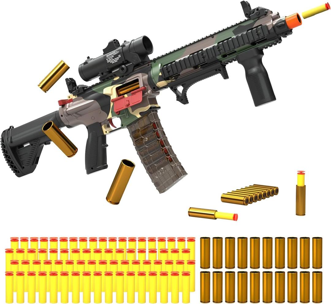 Electric Soft Bullet Toy Gun for Boys, Auto-Manual Shell Ejecting Toy Foam Blasters & Guns with 80 Soft Darts, Shooting Games Educational Toys for 6, 8,12,14+ Kids, for Kids