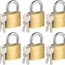 HOX 6-Pack Keyed Padlock, Waterproof and Rustproof, Solid Brass Lock with 1-1/4" Wide Body, Padlock with Keys for Storage Unit, Sheds, Garages and Fence