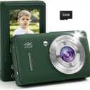 Digital Camera, 44MP FHD 1080P, 16X Zoom, 32GB SD Card, Compact Camera for Kids Teens Adults, Green