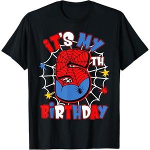 Bawgiopna Kids Custom Years Old It's My 5th Birthday Toddler Fine Jersey T-Shirt, Spider Party Theme, Unisex, Short Sleeve, Crew Neck, Regular Fit, Size: XS