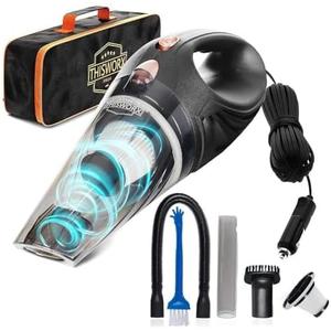Car Vacuum, Portable Handheld Vacuum Cleaner with 16ft Cord, HEPA Filter, & Attachments  Compact Vacuum for Car, RV, Boats & Travel  Strong Suction for Quick Clean-ups