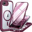 Miracase Magnetic for iPhone 16e Case Full-Body Phone with Built-in Glass Screen Protector, [Compatible with MagSafe] Military Drop Proof 16E Cover Bumper 6.1 inch, Plum