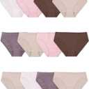 Fruit of the Loom womens Eversoft Cotton Underwear Multipacks, Tag Free & Breathable (8, Bikini - Assorted Body Tones)