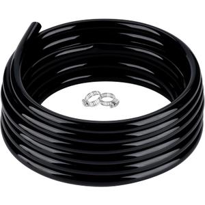 3/4" id - 50ft Black Vinyl Tubing Flexible PVC Tube Hybrid Hose Transfer Water Fuel Gas for Pond Fountain Garden Waterfall, Durable and Safe, with 2 Hose Clamps