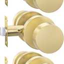 Goldenwarm Gold Closet Door Knobs, Heavy Duty Zinc-Alloy Passage Brushed Gold Interior Door Knobs, Brushed Brass Indoor Doorknobs for Hallway, Closet (3 Pack)